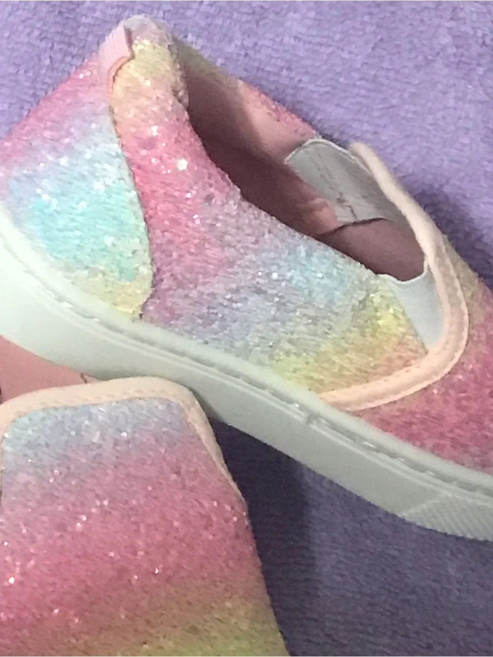 Kids Pastel Glitter Slip-On Sneakers - Pastel